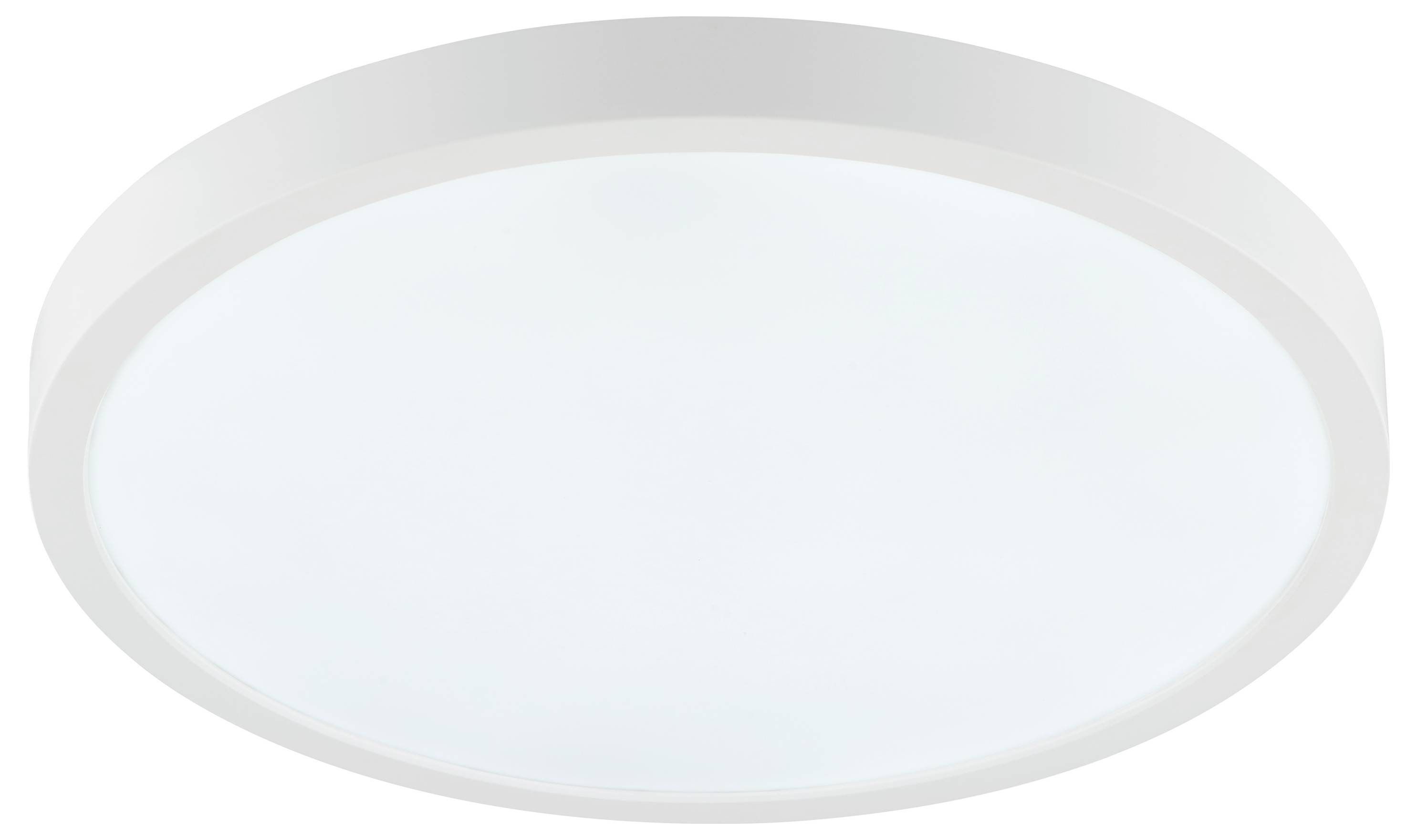 Runde, weiße LED-Deckenleuchte mit einer flachen, glatten Oberfläche.