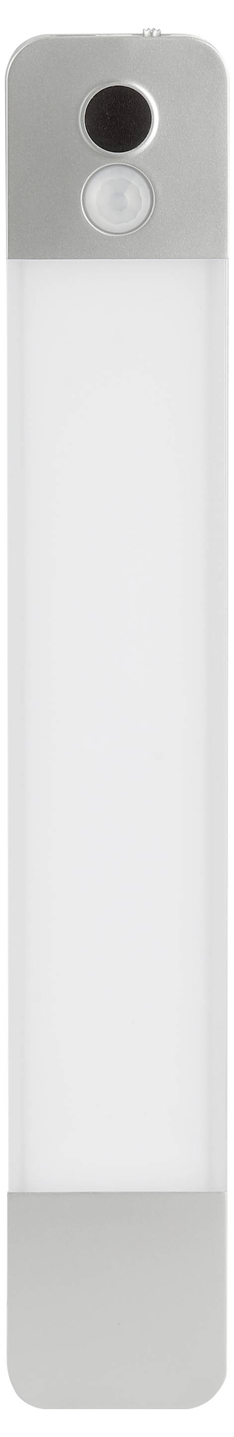 LED-Nachtlicht mit Bewegungssensor, ausgestattet mit einem eleganten vertikalen Design und weißer Beleuchtung, geeignet für Flure oder Schlafzimmer.