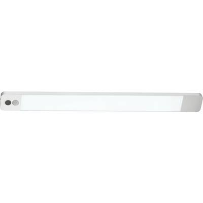 Eine rechteckige LED-Leuchte mit einer mattierten Abdeckung, die zwei Bedienungstasten auf der linken Seite aufweist.