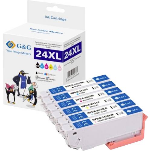 G&G Druckerpatrone Kompatibel GP-E24XLBKCMYLCLM-6P