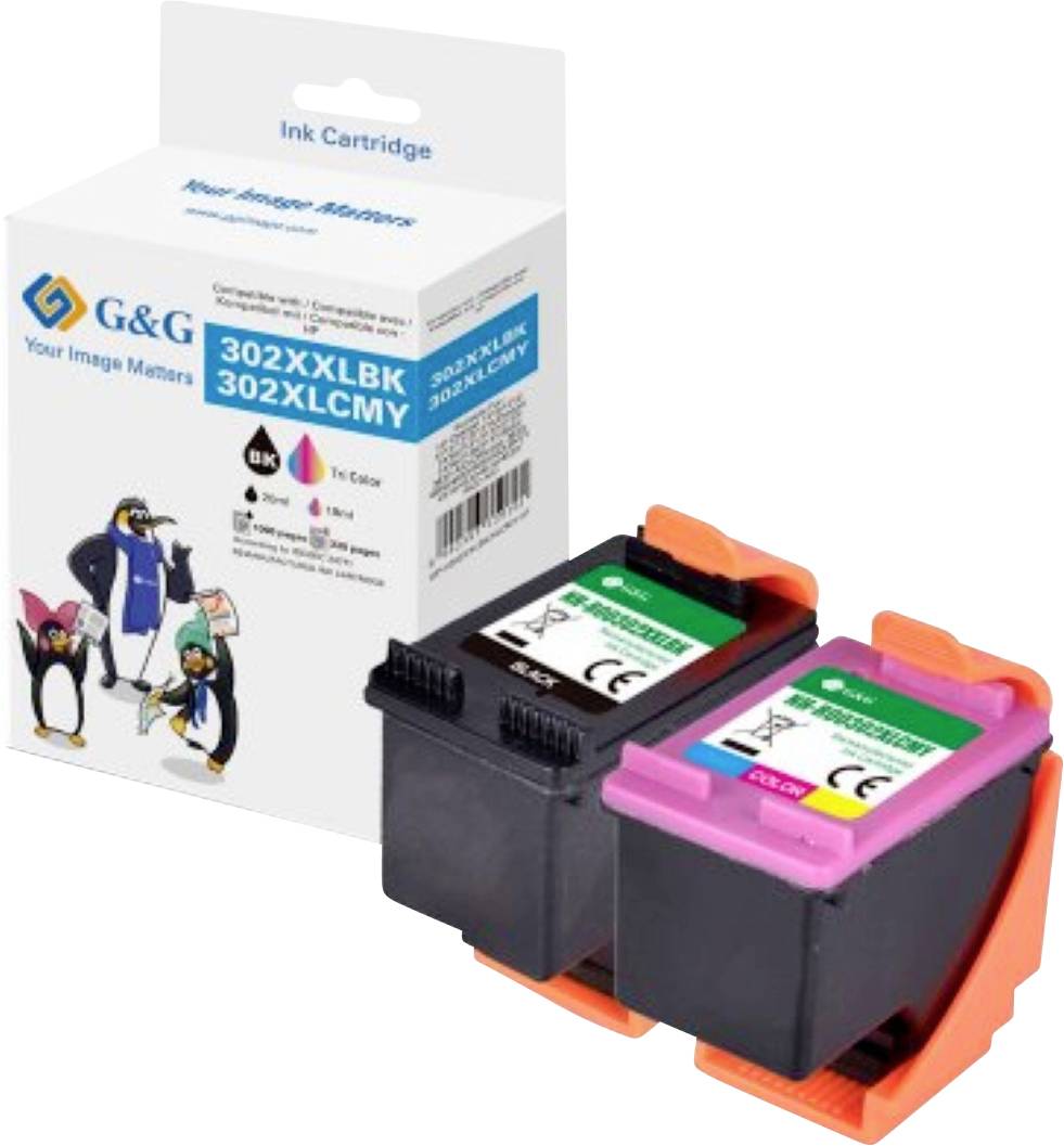 G&G Druckerpatrone Kompatibel Schwarz, Color NH-RC0302XLBK-T/XLCMY-T GP-H302XXLBK/XLCMY-2P