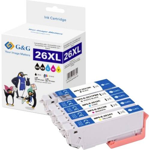 G&G Druckerpatrone Kompatibel GP-E26XLBKPBCMY-5P