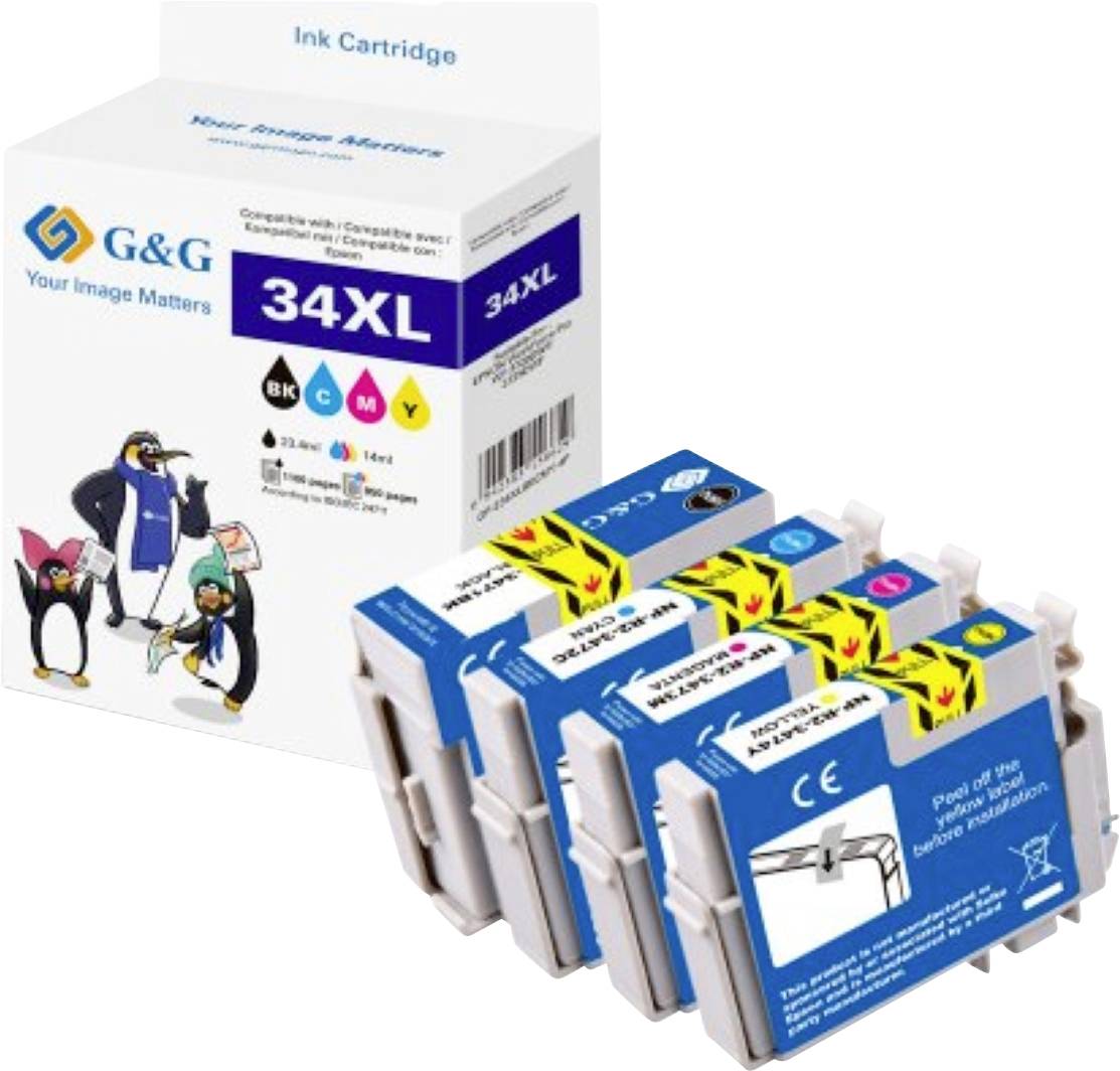 G&G Druckerpatrone Kompatibel Schwarz, Cyan, Magenta, Gelb NP-R2-3471-4 GP-E34XLBKCMY-4P