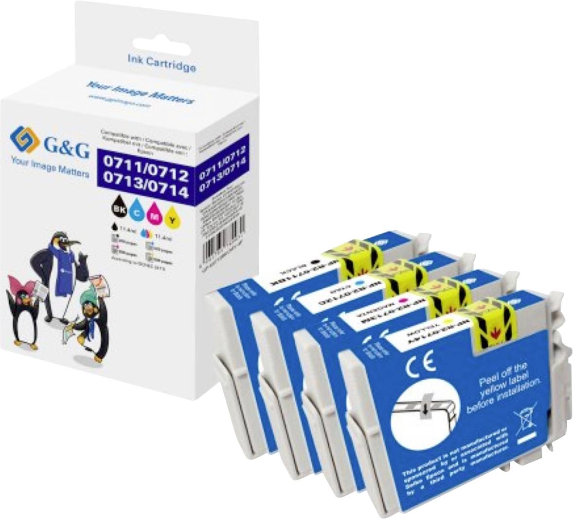 G&G Druckerpatrone Kompatibel Schwarz, Cyan, Magenta, Gelb NP-R2-0711-4 GP-E0715BKCMY-4P