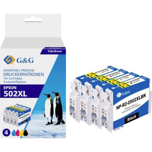 G&G Druckerpatrone Kompatibel Schwarz, Cyan, Magenta, Gelb NP-R-0502XLBK GP-E502XLBKCMY-4P