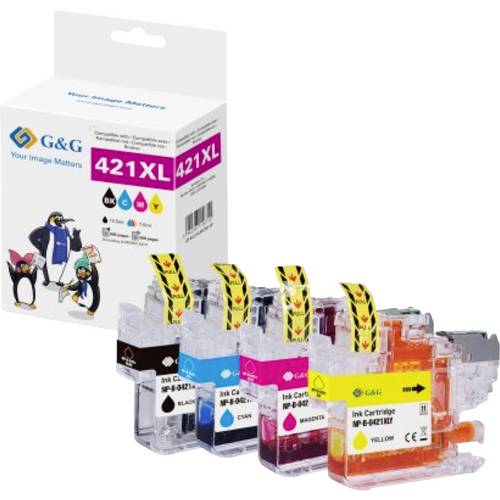 G&G Tinte Kombi-Pack Kompatibel Schwarz, Cyan, Magenta, Gelb GP-B421XLBKCMY-4P