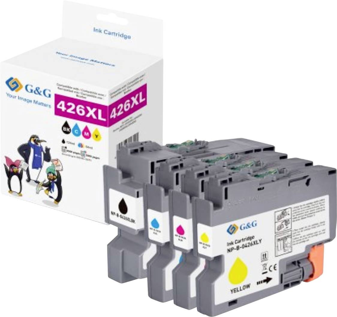 G&G Tinte Kombi-Pack Kompatibel Schwarz, Cyan, Magenta, Gelb GP-B426XLBKCMY-4P