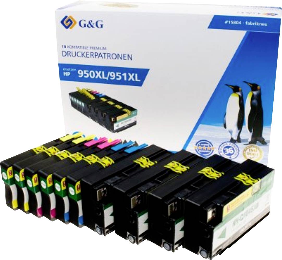 G&G Druckerpatrone Kompatibel Schwarz, Cyan, Magenta, Gelb NP-H-0950XLBK*4/951XLCMY*2 1P950-10