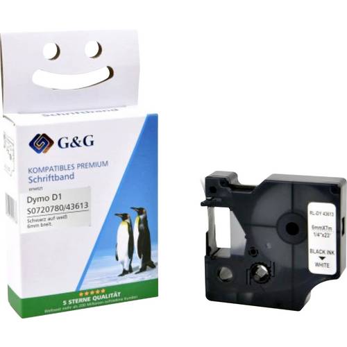 Kompatibel mit Dymo D1/ 43613/ S0720780 Schriftband (6mm x 7m) Schwarz auf weiß