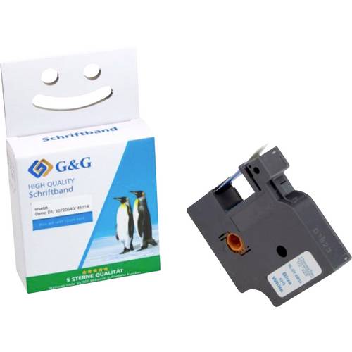 Kompatibel mit Dymo D1/ 45014/ S0720540 Schriftband (12mm x 7m) blau auf weiß - Marke: G&G