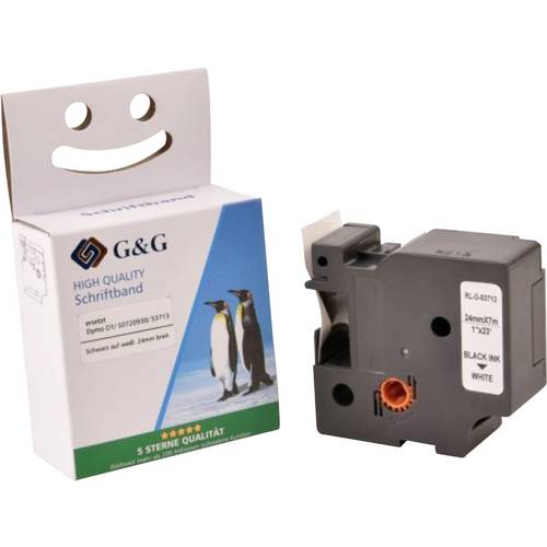 Kompatibel mit Dymo D1/ 53713/ S0720930 Schriftband (24mm x 8m) Schwarz auf weiß - Marke: G&G