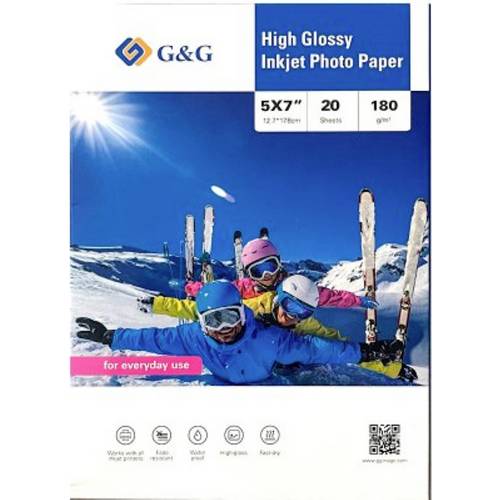 G&G Fotopapier 20 Blatt 5 x 7 Zoll / 12,7 x 17,8 cm hochglänzend 180g/m² - die preiswerte Alternative!