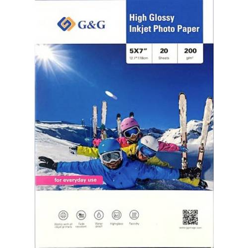 G&G Fotopapier 20 Blatt 5 x 7 Zoll / 12,7 x 17,8 cm hochglänzend 200g/m² - die preiswerte Alternative!