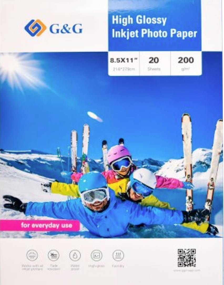 G&G Fotopapier 20 Blatt 8,5 x 11 Zoll / 21,6 x 27,9 cm hochglänzend 200g/m² - die preiswerte Alternative!