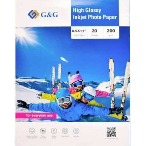 G&G Fotopapier 20 Blatt 8,5 x 11 Zoll / 21,6 x 27,9 cm hochglänzend 200g/m² - die preiswerte Alternative!