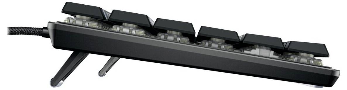 Eine schwarze ergonomische Computermaus mit einem strukturierten Scrollrad und einer USB-C-Ladebuchse an der Vorderseite.