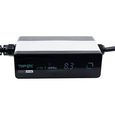„TOP AC" schwarzweißes elektronisches Gerät mit digitalem Display, das „8,3" anzeigt. Mögliche Indikatoren für Stromversorgung und Konnektivität sind sichtbar.