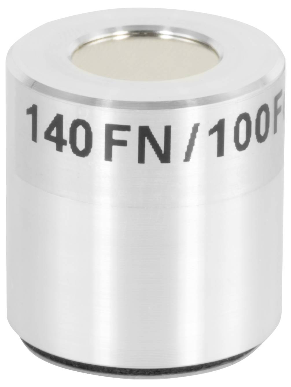 Nahaufnahme eines metallischen zylindrischen Teils mit der Bezeichnung „140 FN/100F", wahrscheinlich ein Filter oder eine Industriekomponente.