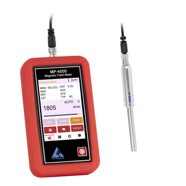 PCE Instruments Magnetfeldmessgerät LM-MP4000-4A |DC 0 … 40000 A/cm |AC 0 … 40000 A/cm |A/cm |Gauss |Tesla |Axialsonde