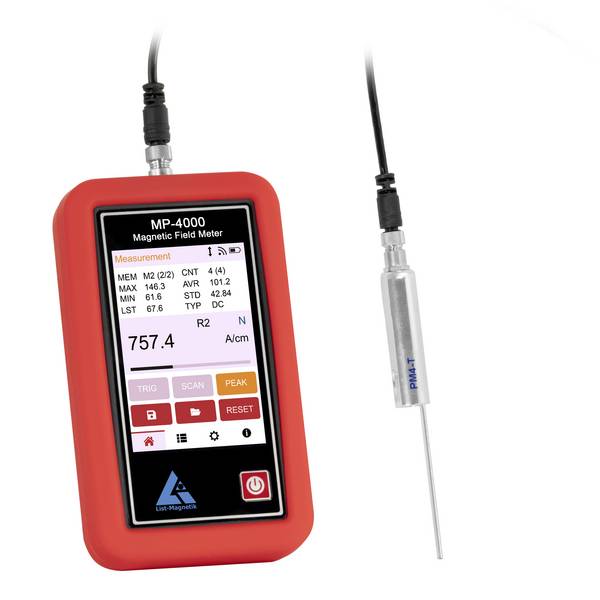 PCE Instruments Magnetfeldmessgerät LM-MP4000-4T |DC 0 … 40000 A/cm |AC 0 … 40000 A/cm |Trasnversalsonde