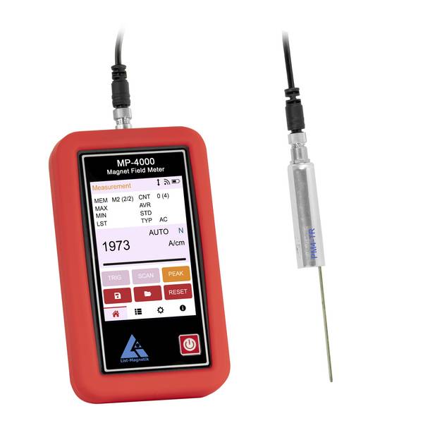 PCE Instruments Magnetfeldmessgerät LM-MP4000-4TR |DC 0 … 40000 A/cm |AC 0 … 40000 A/cm |Transversale Zungensonde