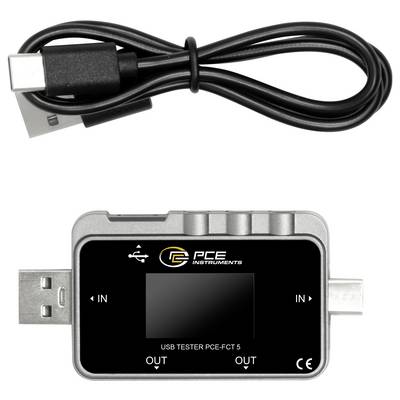 USB-Kabel und PCE Instruments USB-Tester mit Display und EIN-/AUS-Anschlüssen