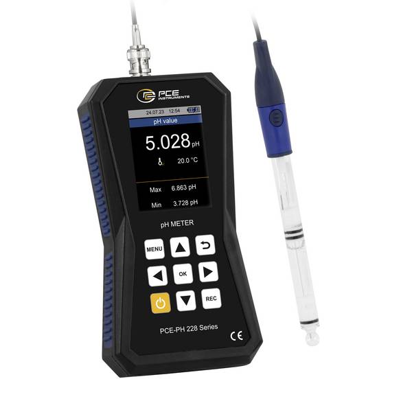 PCE Instruments Hochpräzises pH-Messgerät PCE-PH 228LAB-HTE Genauigkeit ± 0,002 pH + 2 Digit |Temperaturen bis 130 °C