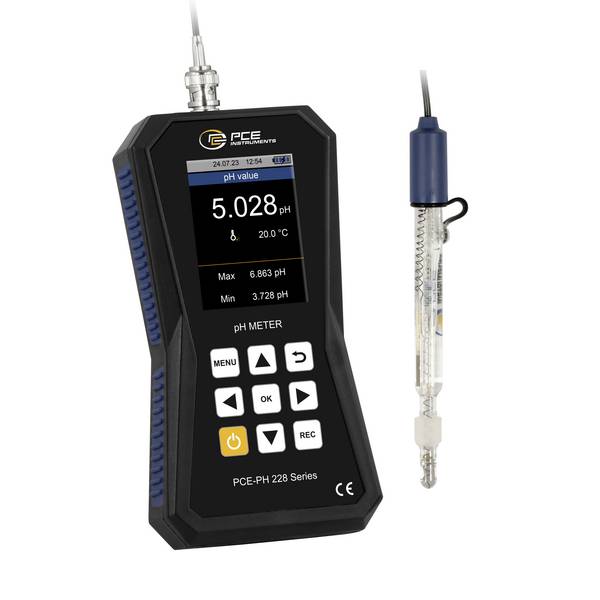 PCE Instruments Hochpräzises pH-Messgerät PCE-PH 228LAB-LC für ionenarme Medien|Genauigkeit ± 0,002 pH + 2 Digit |Redox