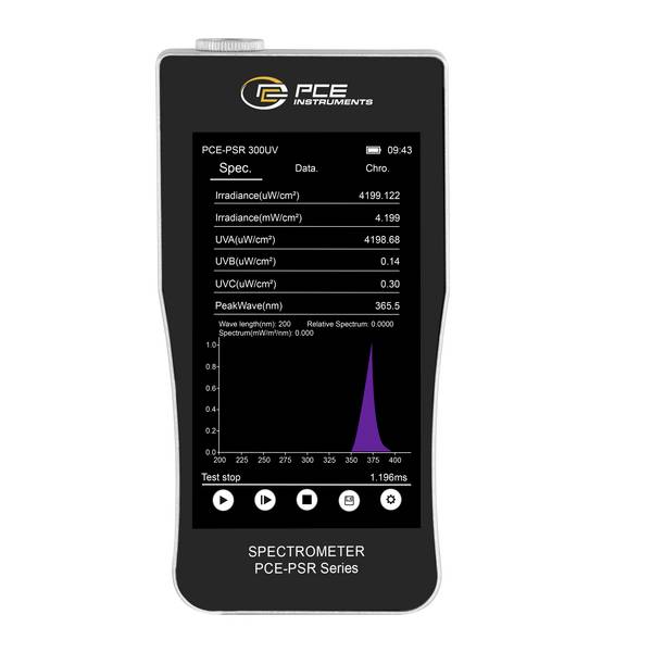 PCE Instruments Spektrometer PCE-PSR 300UV |UV-A |UV-B |UV-C |Farbwiedergabeindex |Farbkoordinaten|Spektralverteilungen