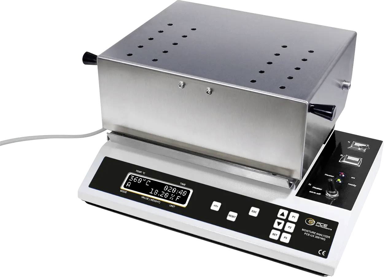 Thumbnail - PCE Instruments PCE-UX 3081WQ Feuchteanalysatorwaage Wägebereich (max.) 400 g Ablesbarkeit 0 g netzbetrieben Weiß, Schwa...