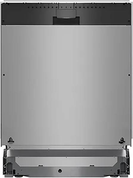 'Ein schwarzer Vitrinenschrank mit transparenter Front und Metallrahmen.'