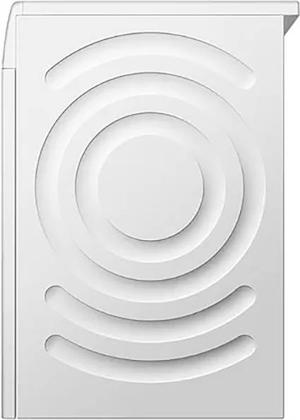 Eine weiße, minimalistische Wandverkleidung mit gebogenen, konzentrischen erhabenen Mustern, die ein geometrisches, abstraktes Design schaffen.