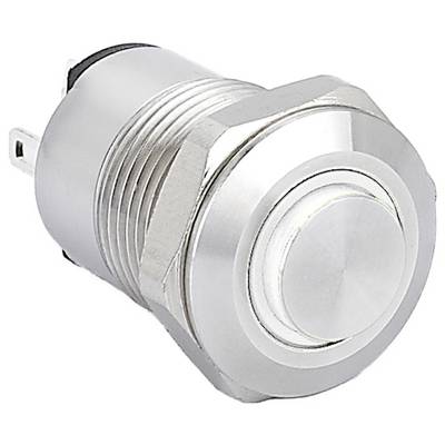 Ein Metalldruckschalter mit rundem Design und sechseckiger Basis, verwendet für elektronische oder mechanische Anwendungen.