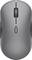 Eine schlanke, graue kabellose Maus mit einem Scrollrad in der Mitte der Oberseite, entworfen für ergonomische Verwendung.