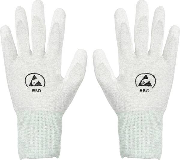 TRU COMPONENTS ESD-Handschuh innenhandbeschichtet Kleider-Größe: M Polyamidfaser, PU-Beschichtung Bag