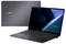 Ein geschlossener Laptop mit einer eleganten, matter schwarzer Oberfläche, auf dem das Logo "ASUS ExpertBook" in der Ecke angebracht ist.