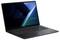 Ein Laptop mit schlankem Design, aufgeklappt, um einen Bildschirm zu zeigen, der ein abstraktes blaues und dunkles geometrisches Muster mit dem Text „ASUS ExpertBook" anzeigt.
