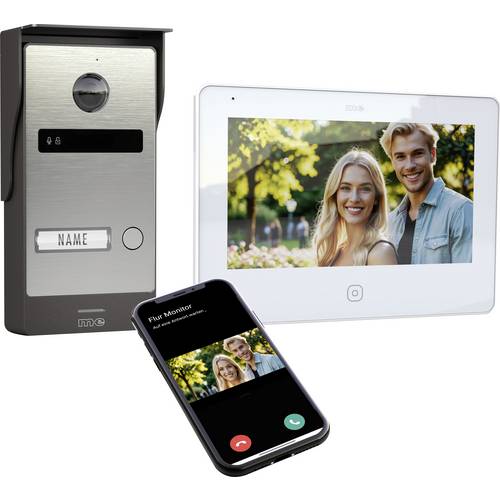 m-e modern-electronics ALL-V10S-M7W Video-Türsprechanlage Silber/Edelstahl