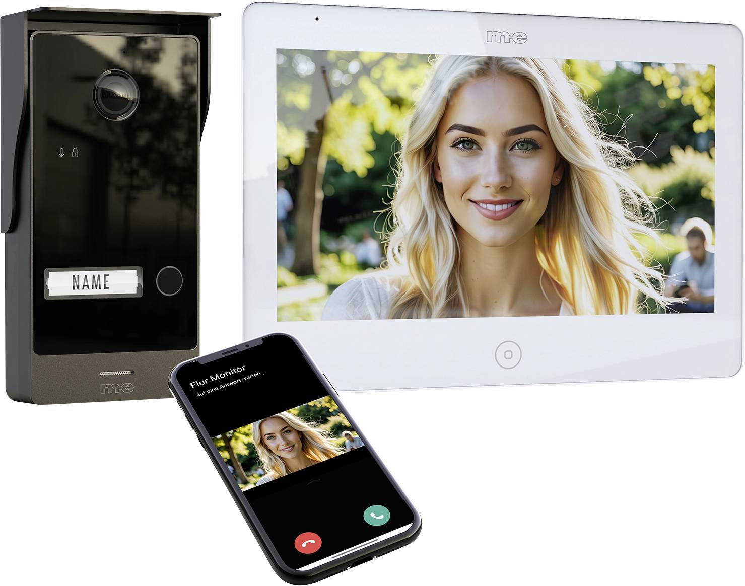 m-e modern-electronics ALL-V10B-M10W-IPS Video-Türsprechanlage 2-Draht 2-Drahtübertrager Schwarz/Weiß