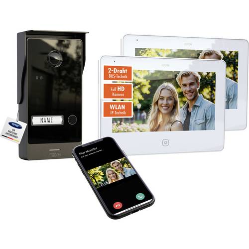 m-e modern-electronics ALL-V10B-2M7W-IPS Video-Türsprechanlage 2-Draht, WLAN Schwarz, Weiß