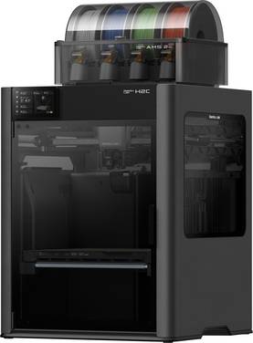 BambuLab H2C Combo (AMS 2 Pro) 3D Drucker  Dual-Düsen-System (Dual Extruder), 12,7 cm Farb-Touchscreen, integrierte Kamera, App-Anbindung, Kammerheizung, beheizbares Druckbett, KI-Unterstützung, inkl. Materialsystem