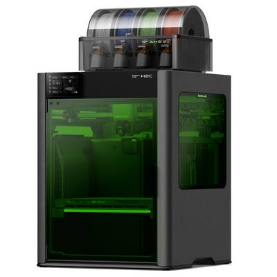 BambuLab H2C Combo (AMS 2 Pro) 3D Drucker Dual-Düsen-System (Dual Extruder), 12,7 cm Farb-Touchscreen, integrierte Kamer-1