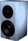 Ein blauer rechteckiger Visaton-Lautsprecher mit zwei nach vorne gerichteten Treibern in Schwarz.