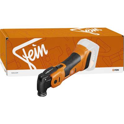 „FEIN MultiMaster" Elektroschleifer mit orange-schwarzem Design neben seiner Originalverpackung.