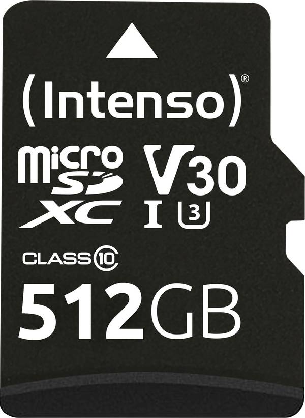 Intenso Professional miniSDXC-Karte Retail 512 GB Class 10, UHS-I U3, v30 Video Speed Class Wasserfest, Temperaturbeständig