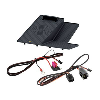 Wireless-Ladepad mit unten angezeigten Installationskabelbäumen und Steckverbindungen.