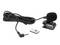 Ansteck-Lavaliermikrofon mit Schaumstoff-Windschutz, langem Kabel und 3,5-mm-Stecker, gezeigt mit Montage-Clip und kleinem Adapter.