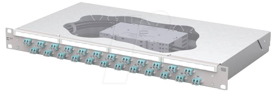 Metz Connect OpDAT fix2 Patchfeld splice 24xLC-D OM3 Patch-Panel 483 mm (19) 1 HE Lichtgrau