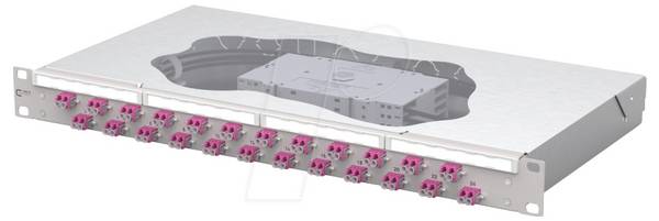 Metz Connect OpDAT fix2 Patchfeld splice 24xLC-D OM4 Patch-Panel 483 mm (19") LC 1 HE Lichtgrau Bestückt