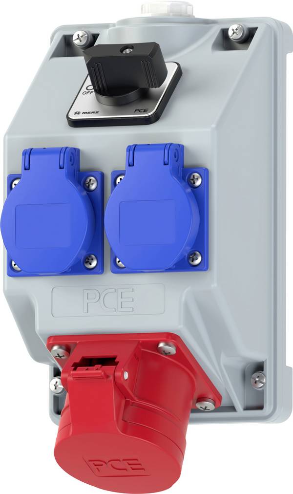 PC Electric 160815521  Steckdosen-Verteiler Grau, Blau, Rot